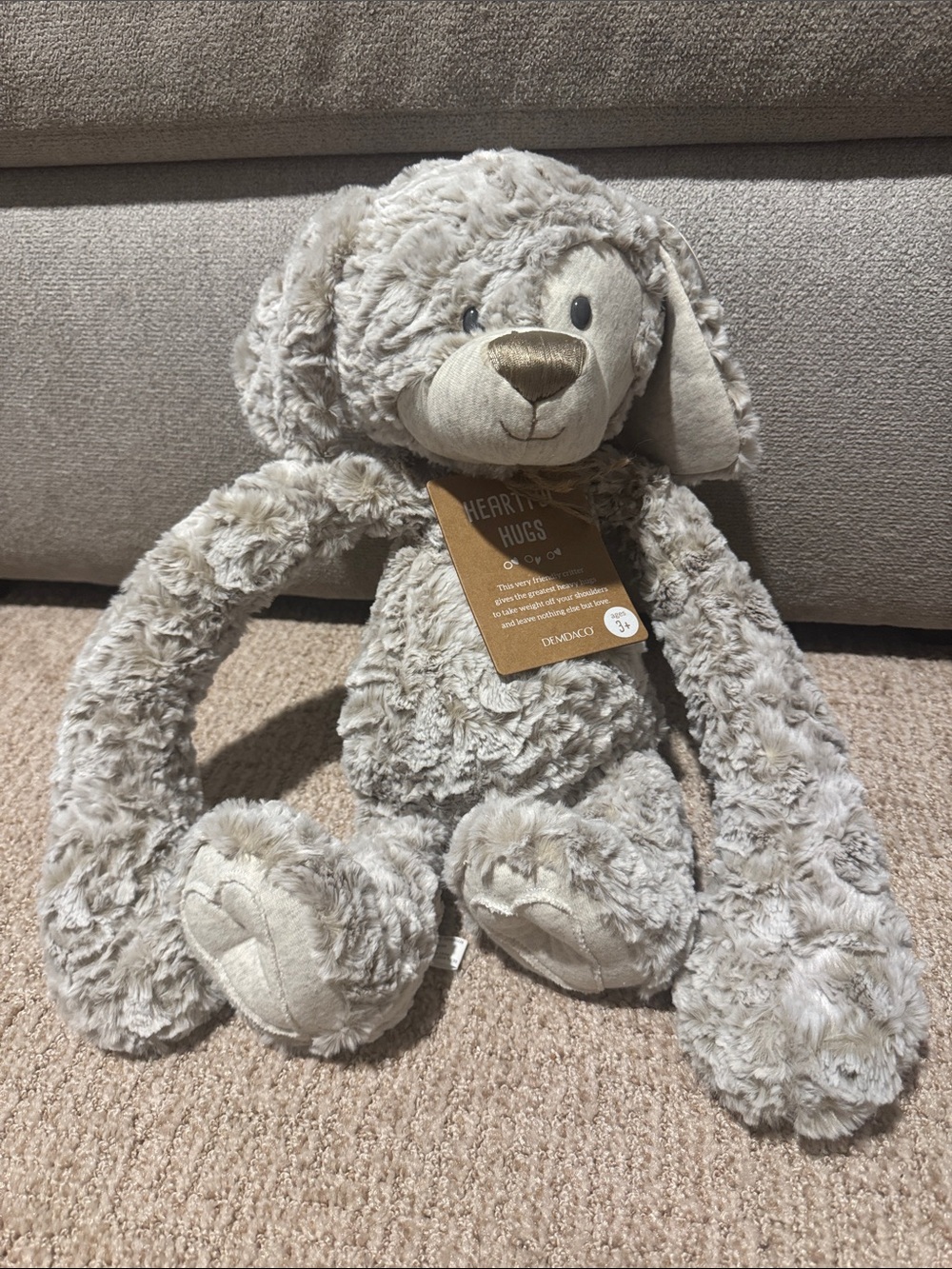 DemDaco Gray Plush Puppy Stuffed Animal - Heartfelt Hugs